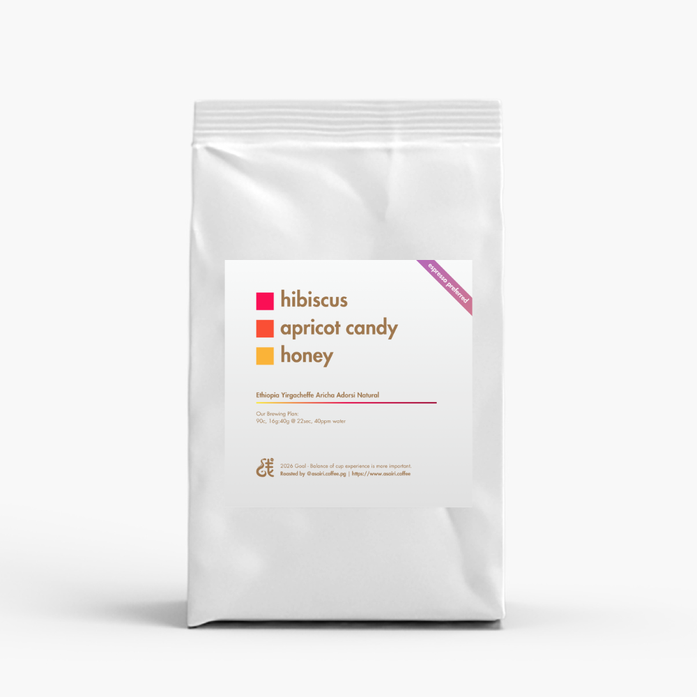 Ethiopia Yirgacheffe Aricha Adorsi Natural Asairi Coffee bag